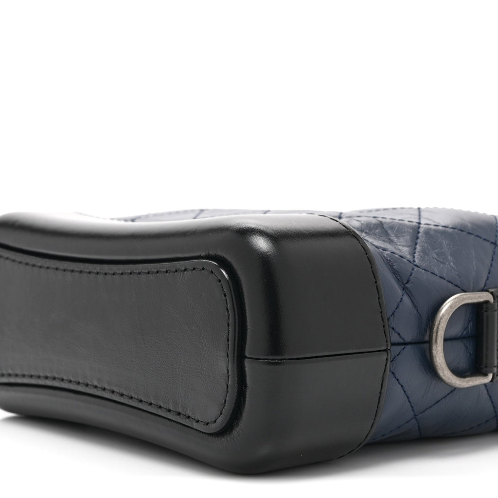 Aged Calfskin Quilted Small Gabrielle Hobo Navy Black