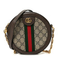 GG Supreme Monogram Web Mini Ophidia Round Shoulder Bag Brown