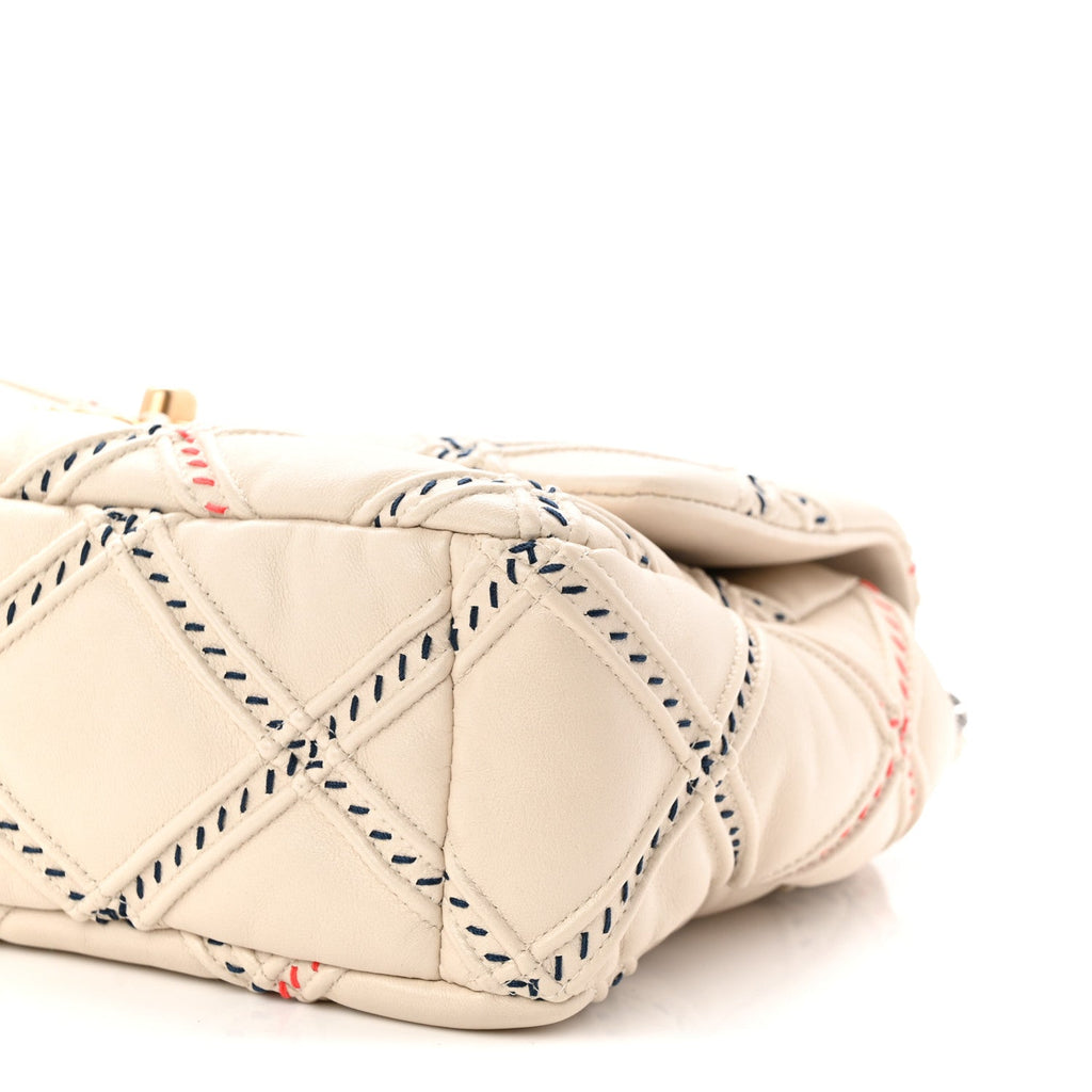 Lambskin Mixed Fibers Quilted Medium Chanel 19 Flap Beige