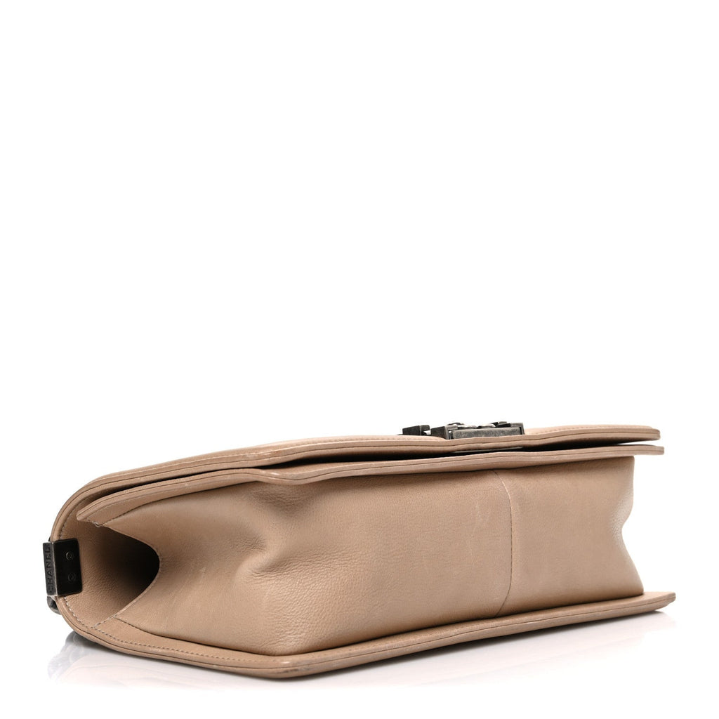 Lambskin Quilted Medium Boy Flap Beige