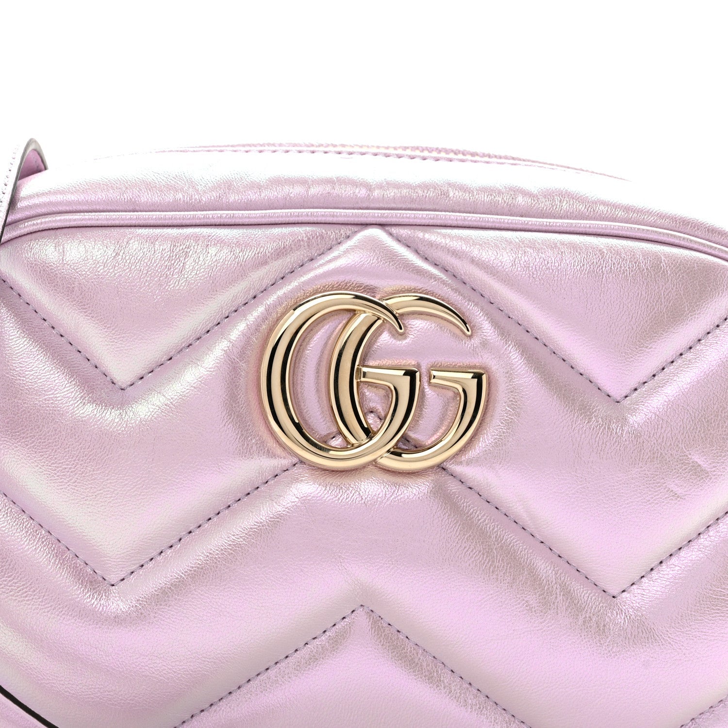 Iridescent Nappa Chevron Matelasse Small GG Marmont Chain Shoulder Bag Iridescent Escape Pink