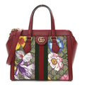 GG Supreme Monogram Flora Web Small Ophidia Tote Bag Red