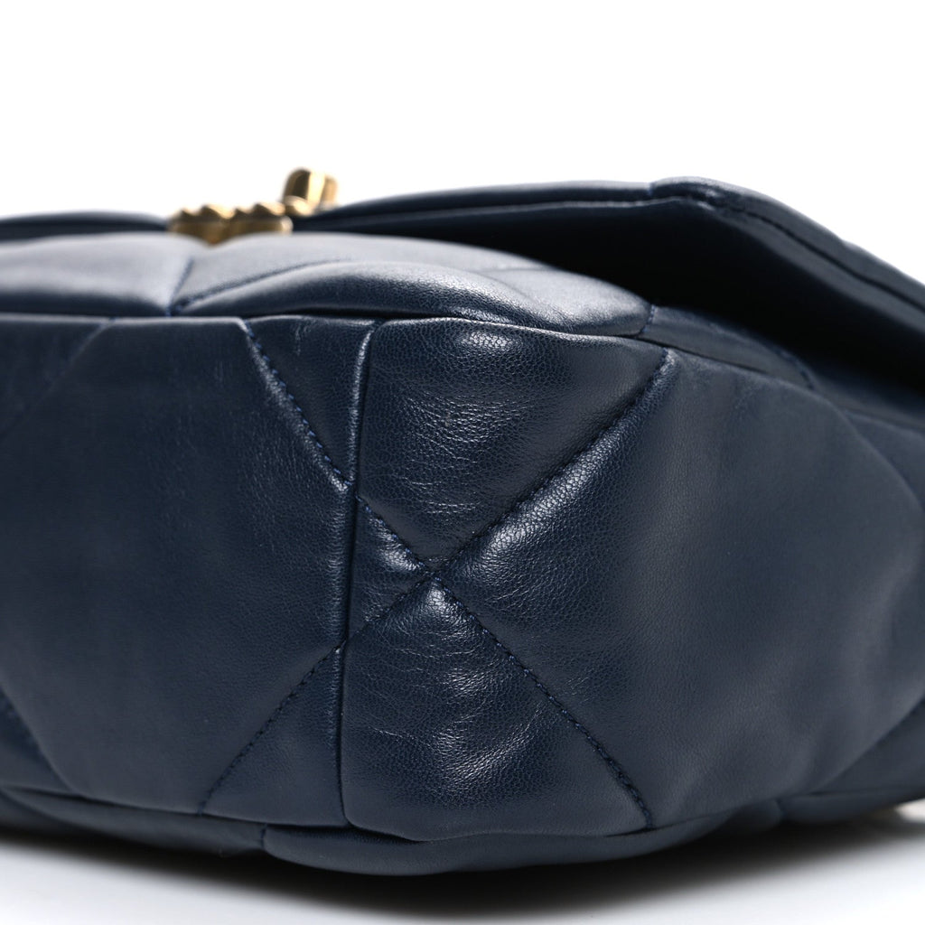 Lambskin Quilted Medium Chanel 19 Flap Navy Blue