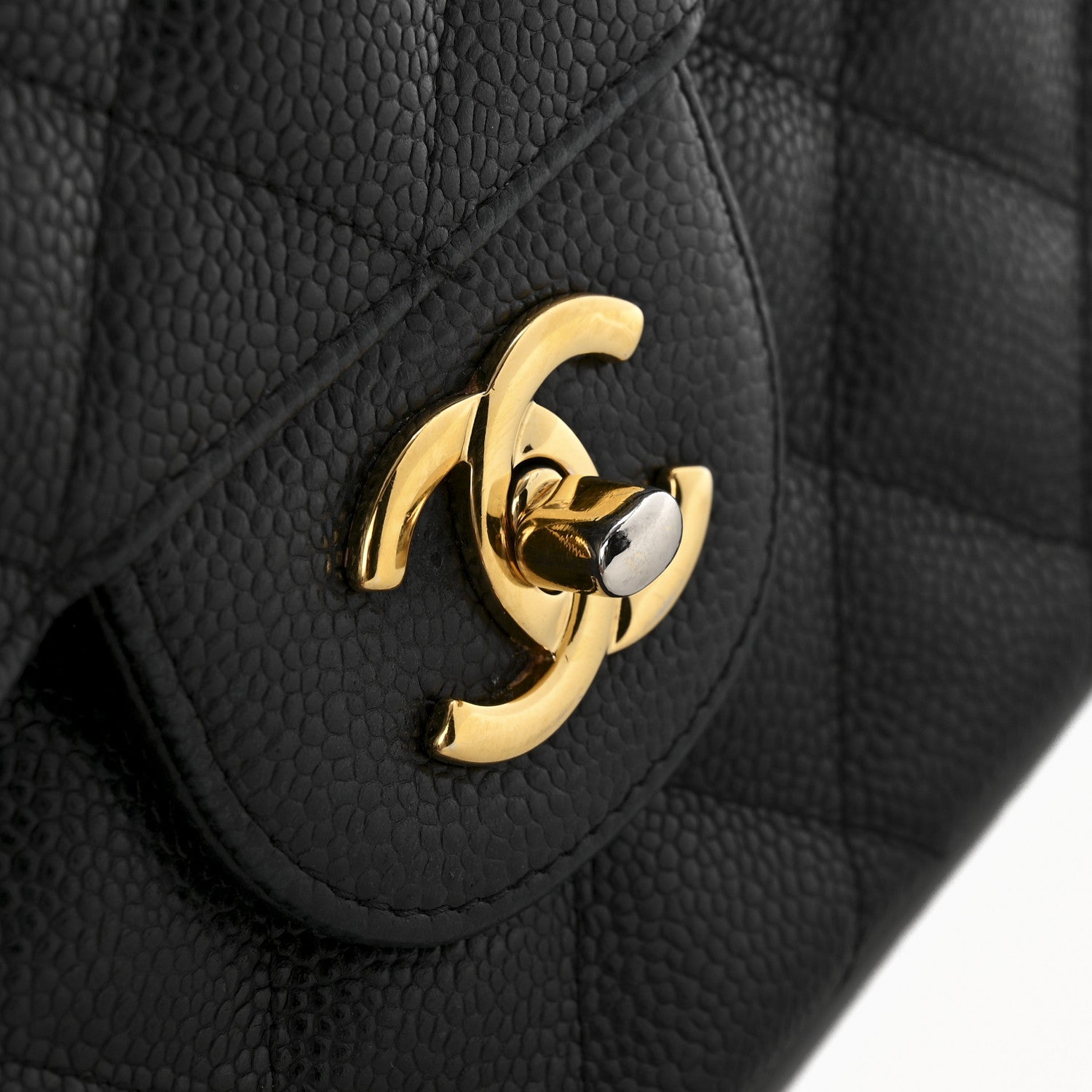 Caviar Quilted Jumbo Double Flap Black