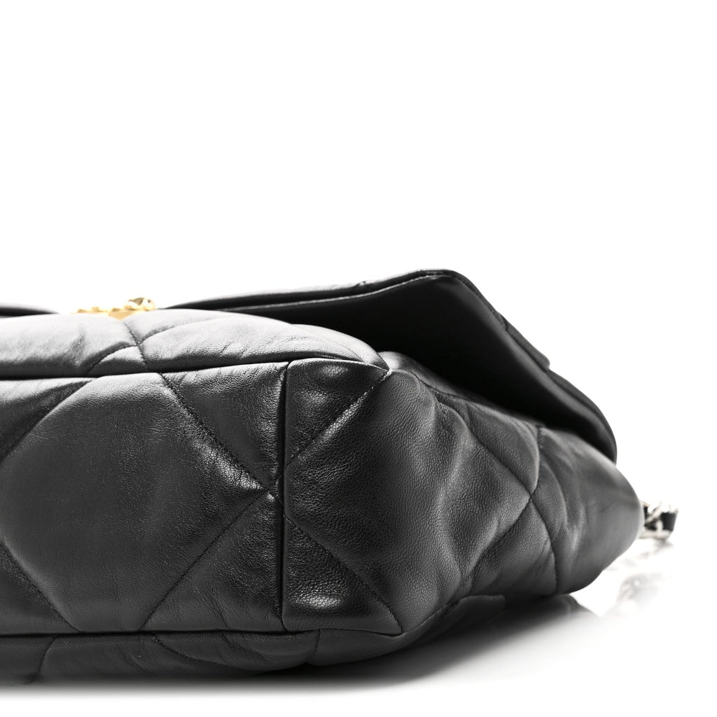 Goatskin Quilted Large Chanel 19 Flap Black