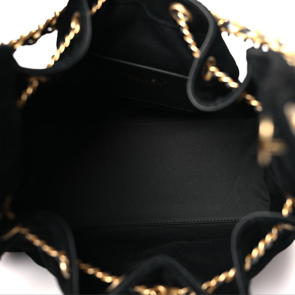 Suede Quilted Small Chanel 25 Handbag Black