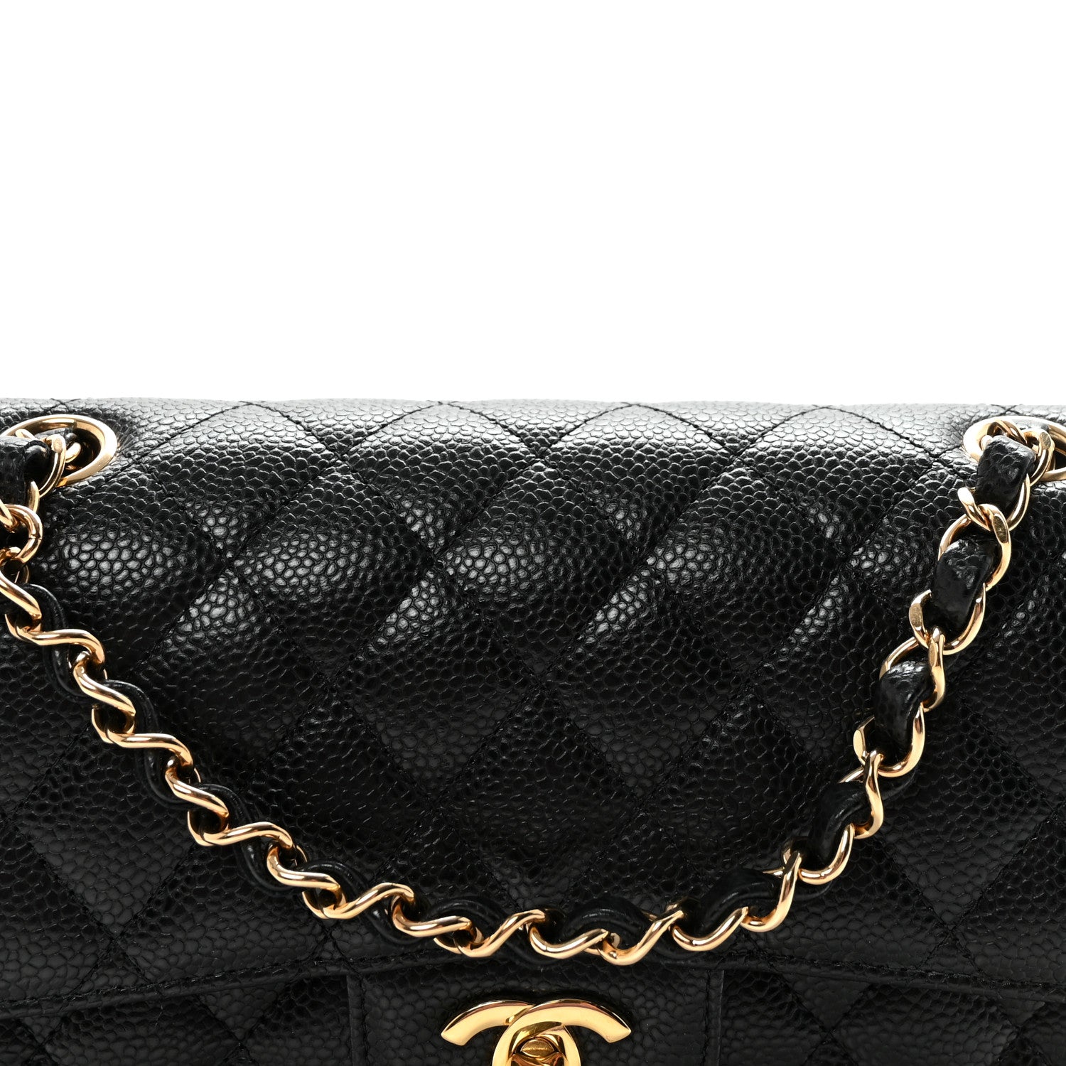 Caviar Quilted Small Double Flap Black