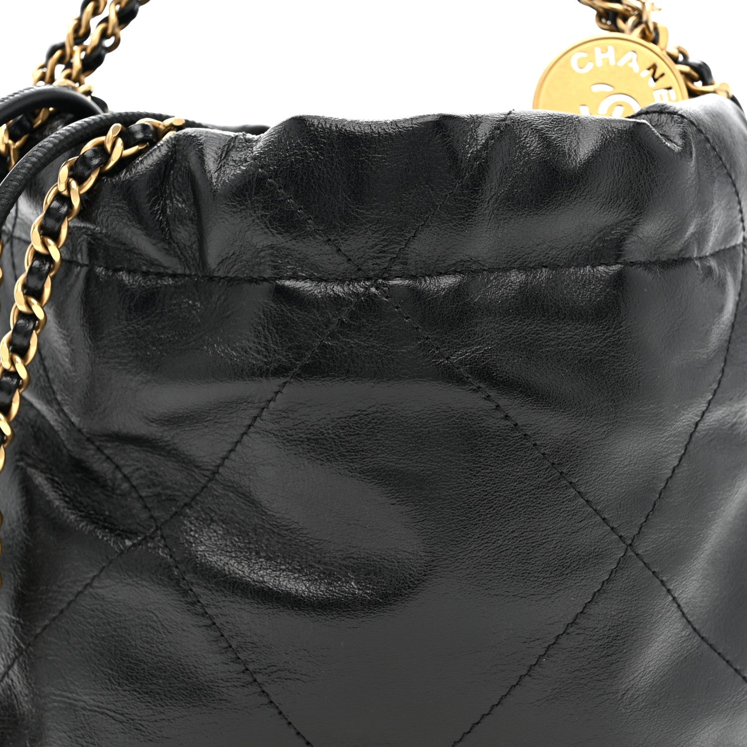 Shiny Calfskin Quilted Mini Chanel 22 Black