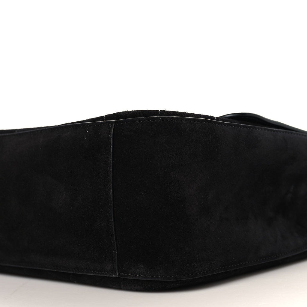 Suede Calfskin Small Souplissimo Maxi Flap Black