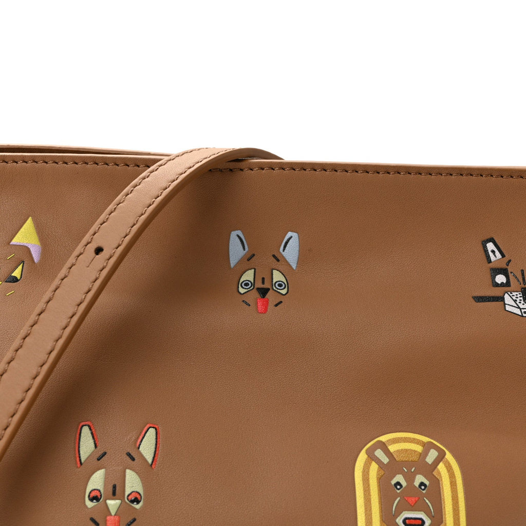 X Louis Wain Smooth Calfskin Futurist Cats Mini Flamenco Knot Clutch Mocha