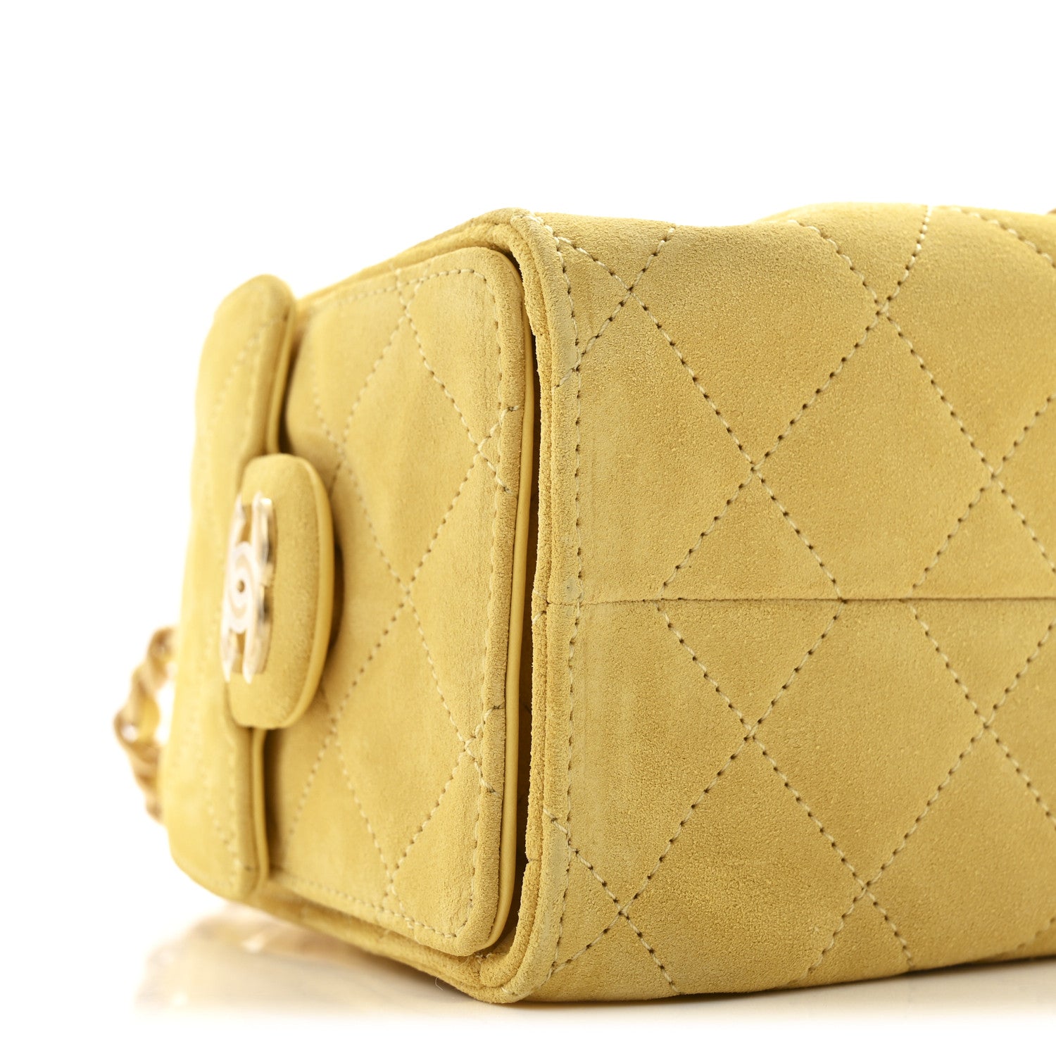 Suede Quilted Mini Chanel 25 Handbag Yellow