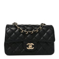 Lambskin Quilted Mini Rectangular Flap Black
