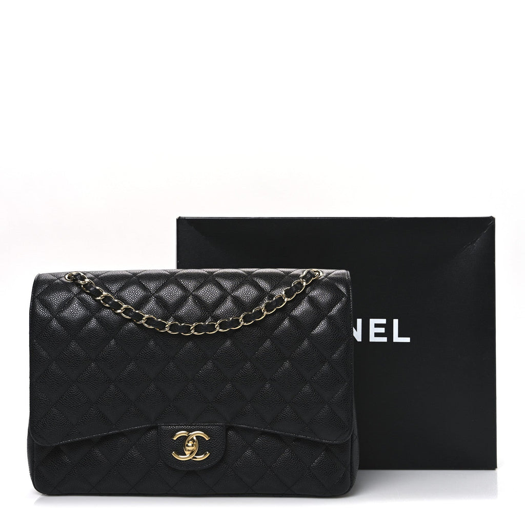 Caviar Quilted Maxi Double Flap Black