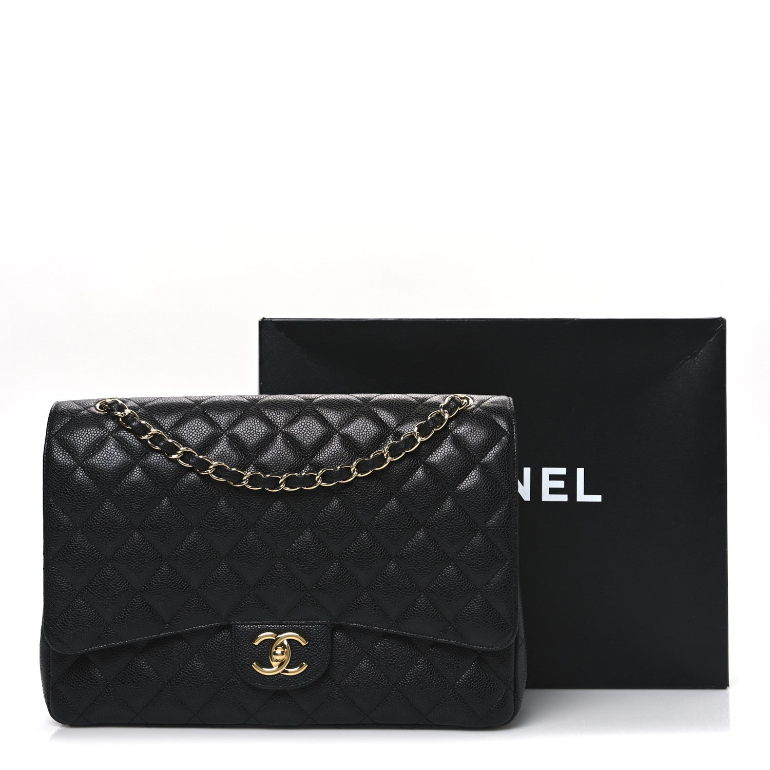 Caviar Quilted Maxi Double Flap Black