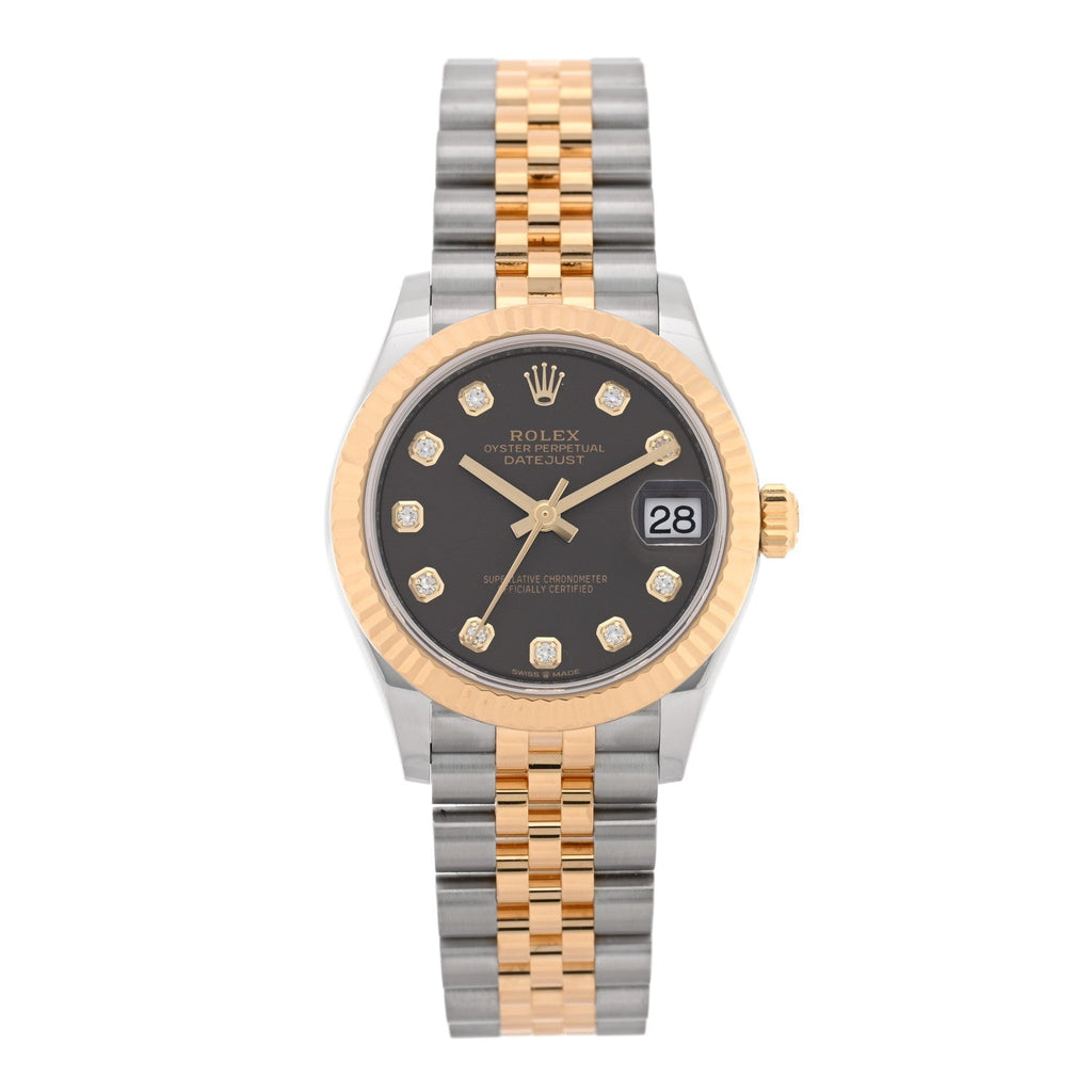 Stainless Steel 18K Yellow Gold Diamond 31mm Oyster Perpetual Datejust Watch Dark Grey 278273