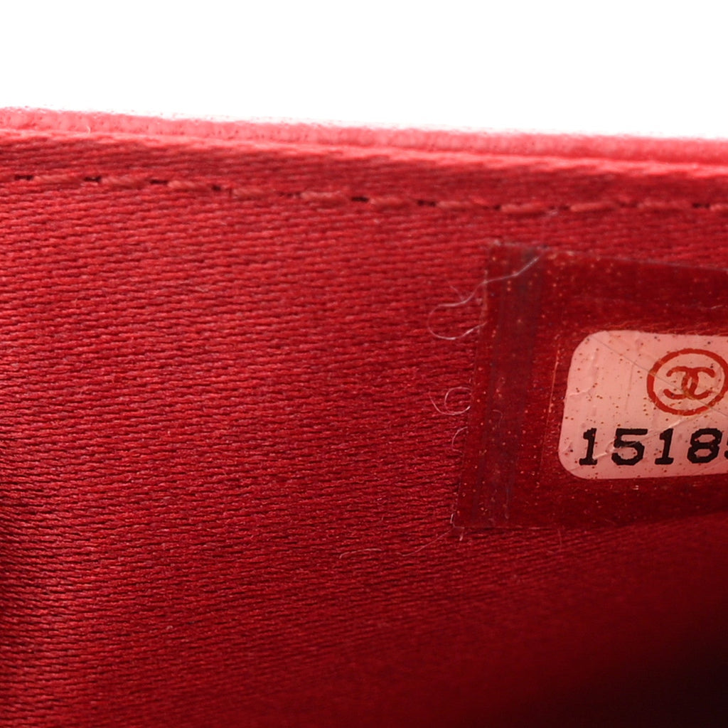 Lambskin Camellia Embossed Wallet On Chain WOC Red