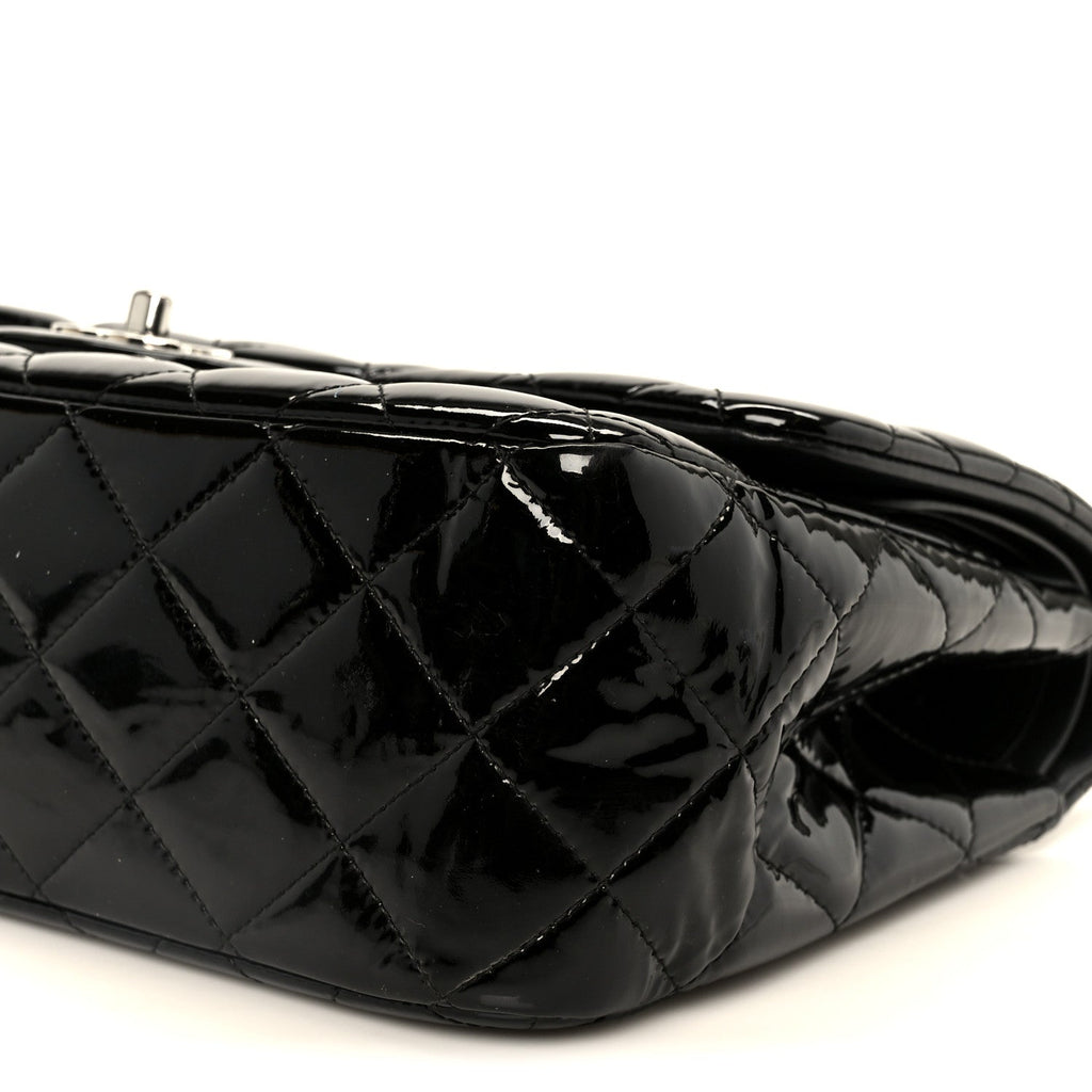 Patent Quilted Jumbo Double Flap Black