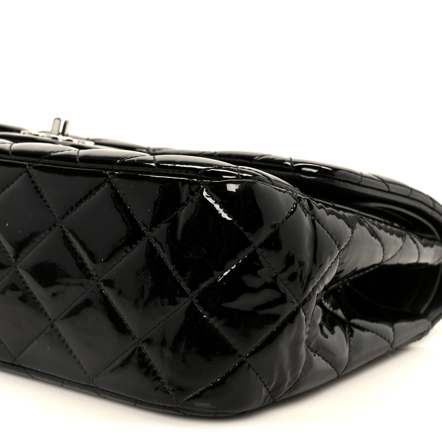 Patent Quilted Jumbo Double Flap Black