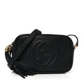 Pebbled Calfskin Small Soho Disco Bag Black
