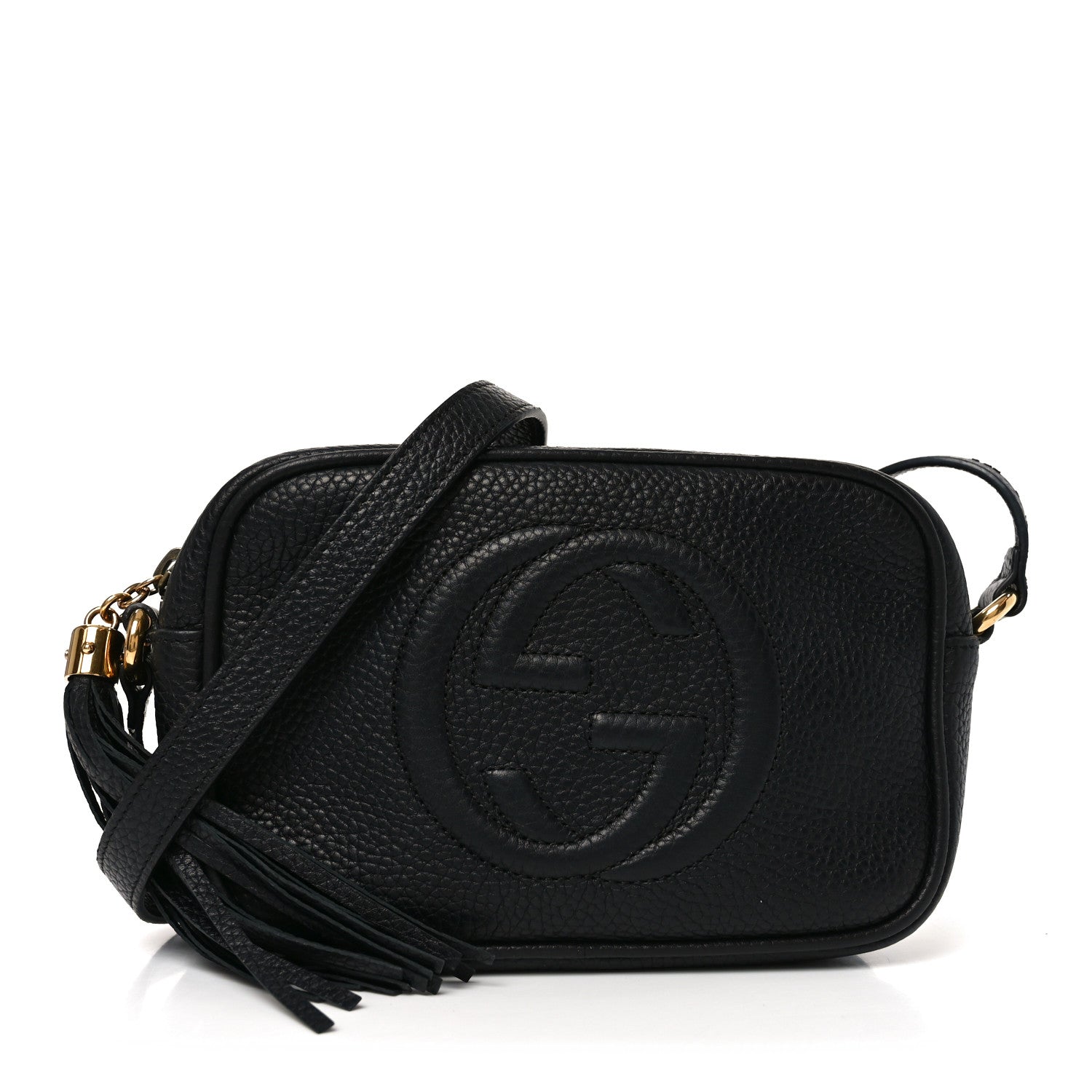 Pebbled Calfskin Small Soho Disco Bag Black
