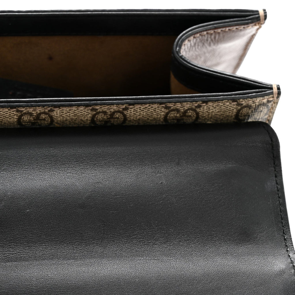 GG Supreme Monogram Calfskin Small Padlock Shoulder Bag Beige Black Cuir