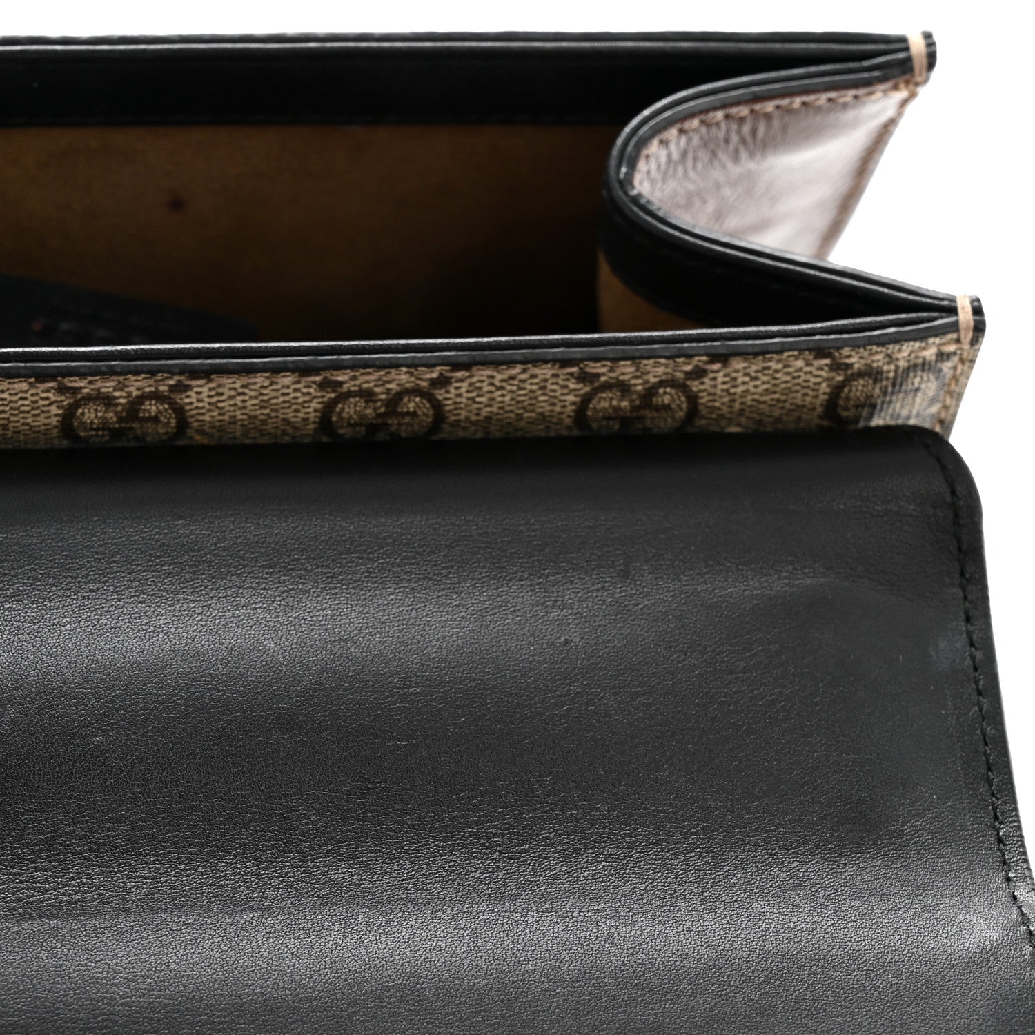 GG Supreme Monogram Calfskin Small Padlock Shoulder Bag Beige Black Cuir