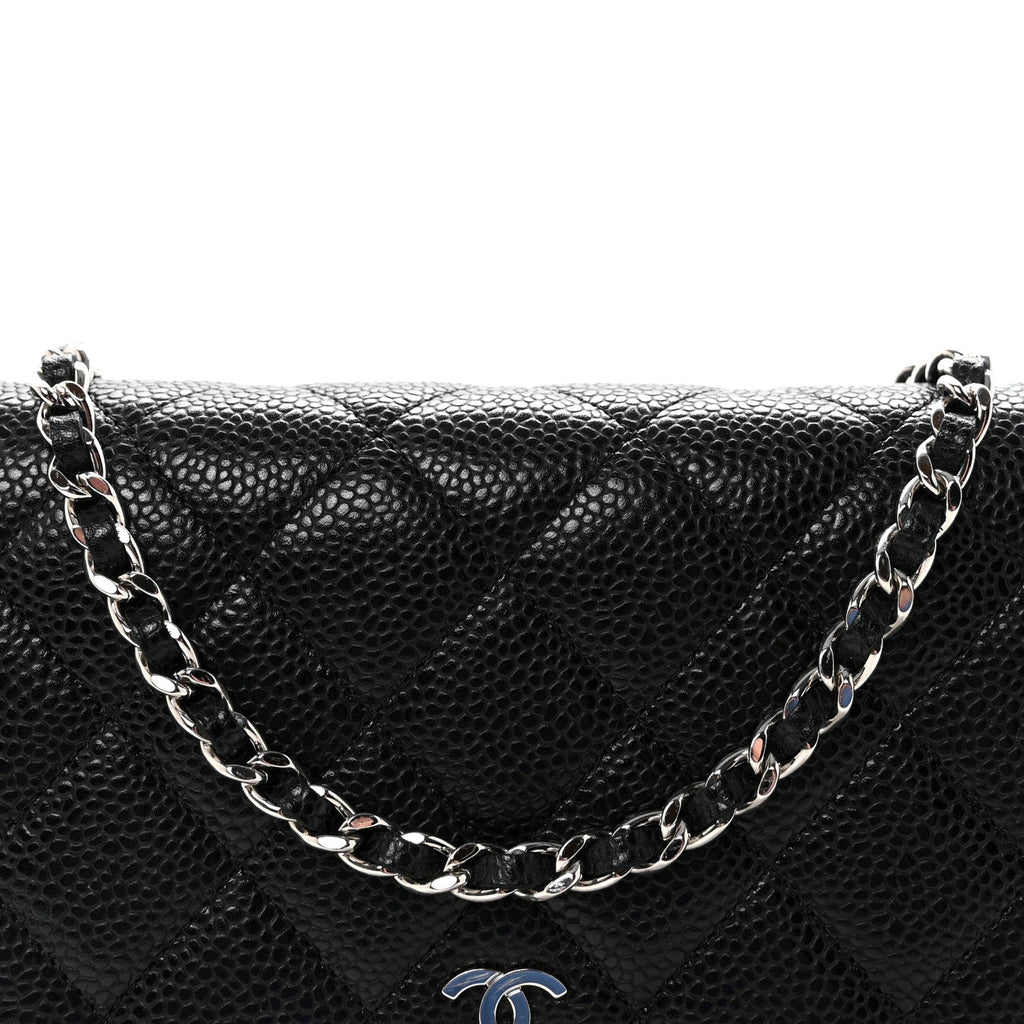 Caviar Quilted Wallet on Chain WOC Black