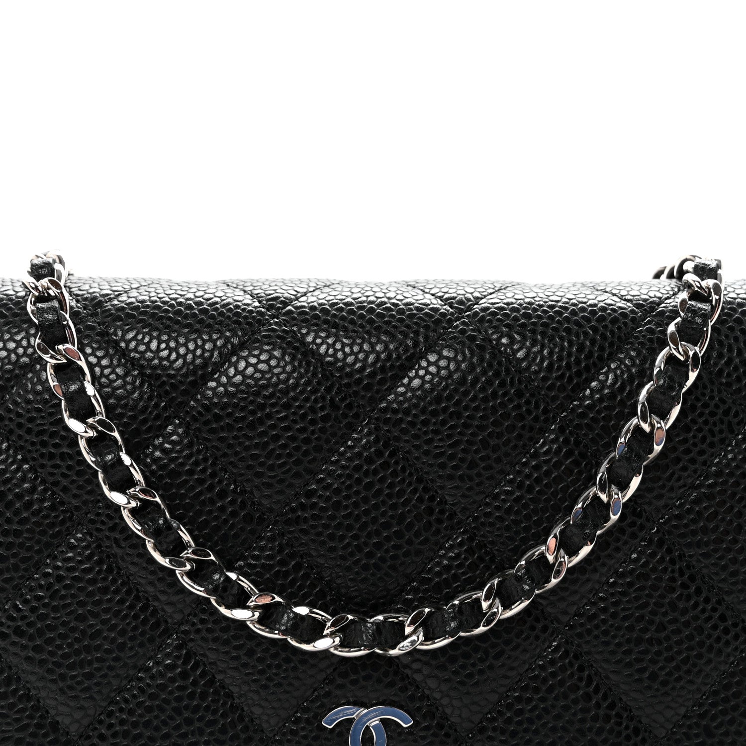 Caviar Quilted Wallet on Chain WOC Black