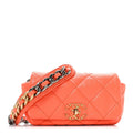 Goatskin Quilted Chanel 19 Waist Bag Orange