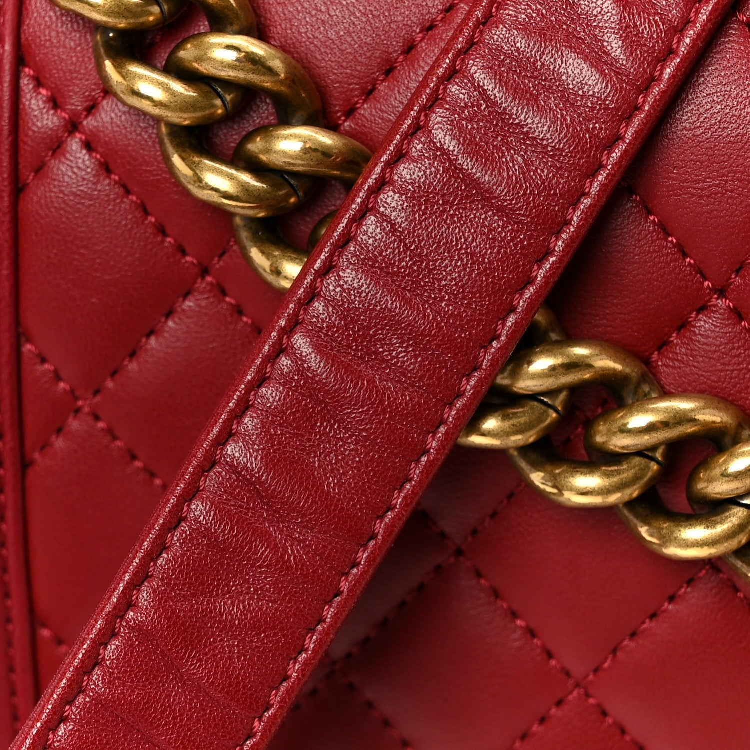 Lambskin Quilted New Medium Boy Flap Dark Red