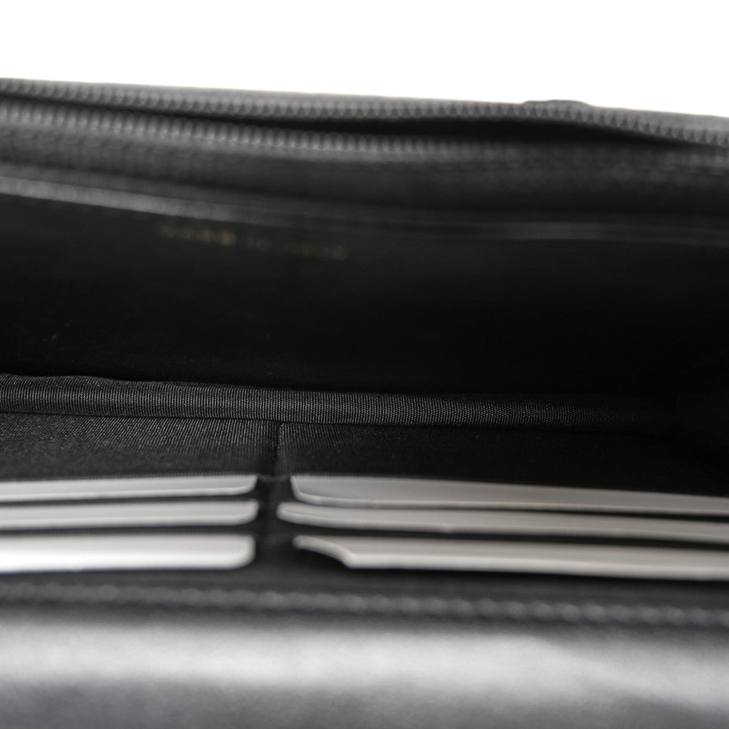 Calfskin Elaphe Double Chevron Mini Wallet On Chain WOC Black