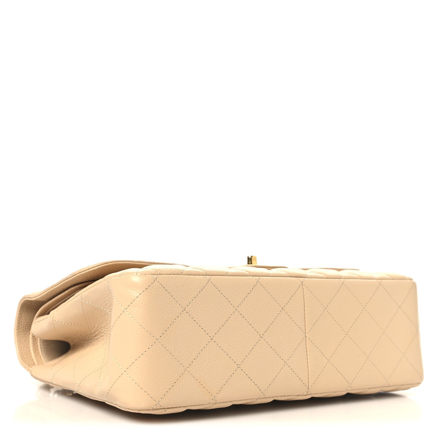 Caviar Quilted Jumbo Double Flap Beige Clair