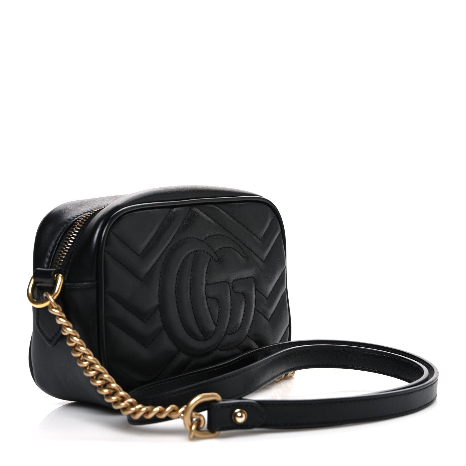 Calfskin Matelasse Mini GG Marmont Chain Shoulder Bag Black