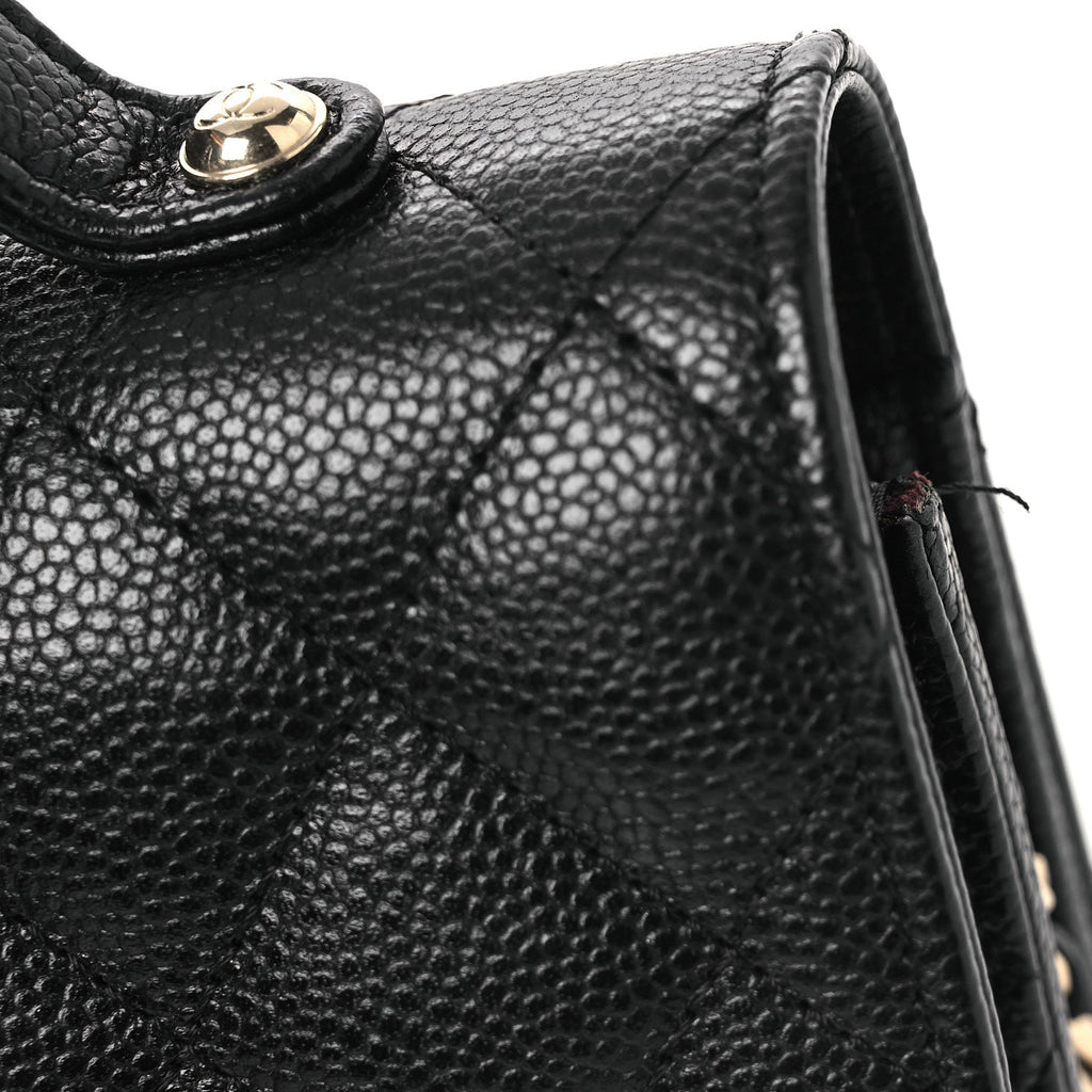 Caviar Quilted Business Affinity Clutch With Chain Black