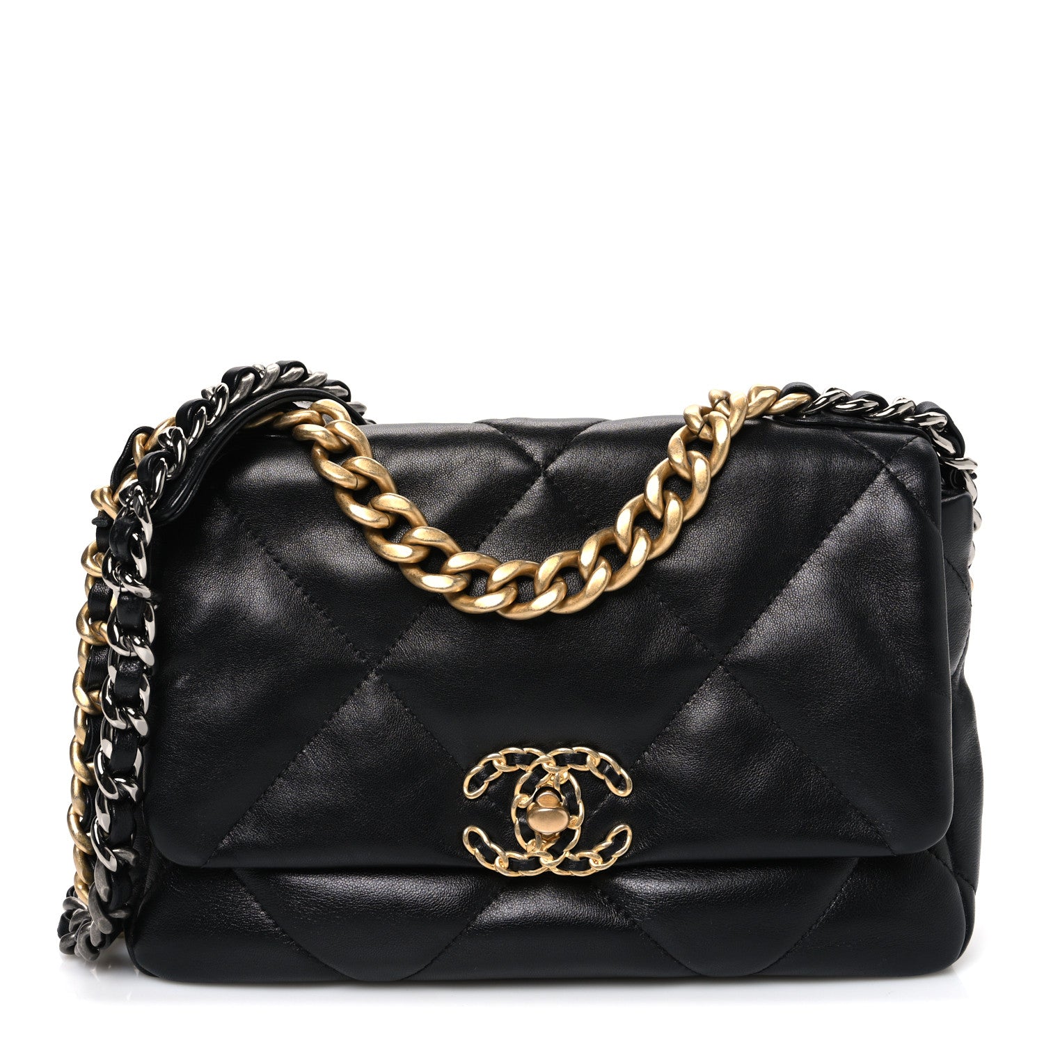 Lambskin Quilted Medium Chanel 19 Flap Black