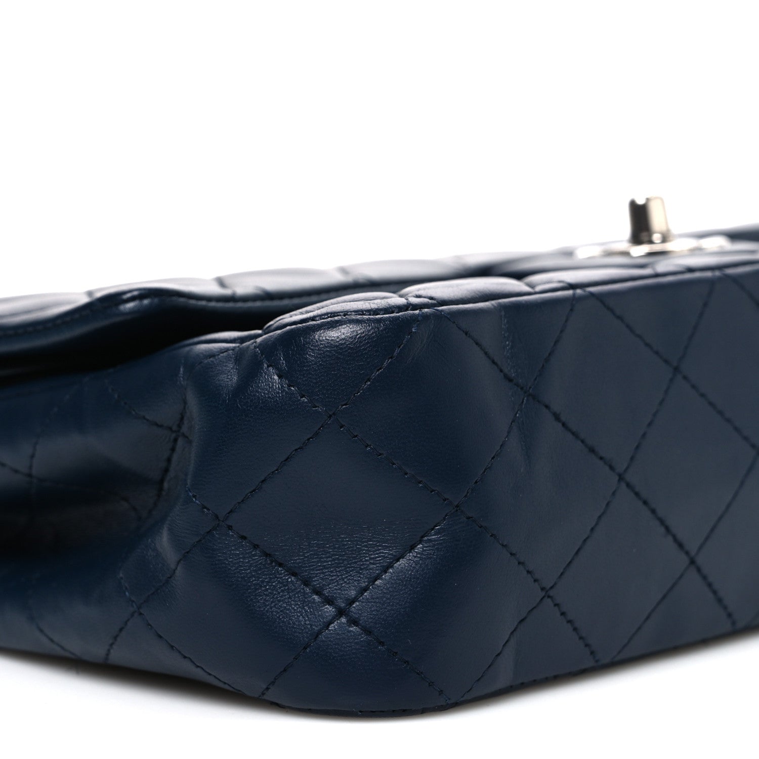 Lambskin Quilted Medium Double Flap Navy