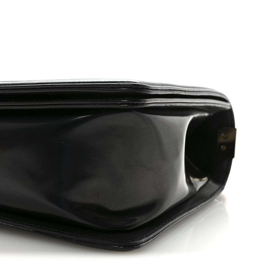Iridescent Glazed Calfskin Quilted New Medium Boy Flap Black