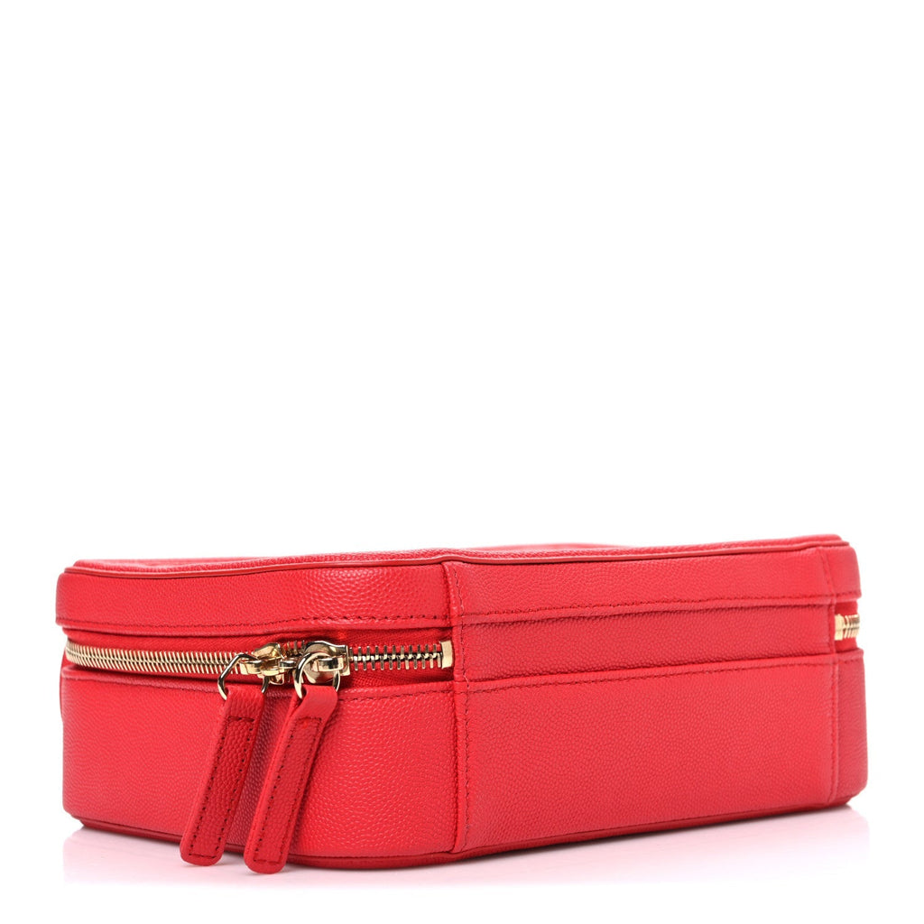 Caviar Quilted Medium CC Filigree Vanity Case Red