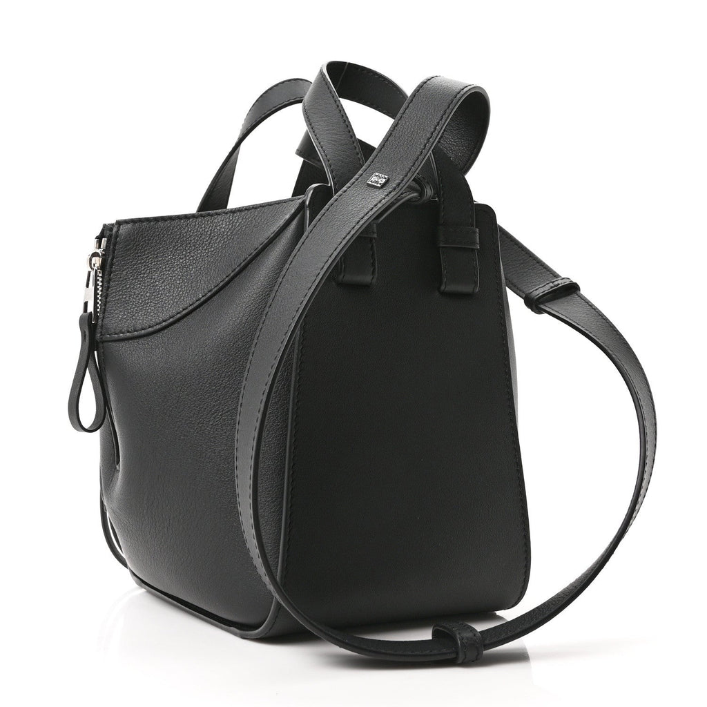 Soft Grained Calfskin Compact Hammock Shoulder Bag Black