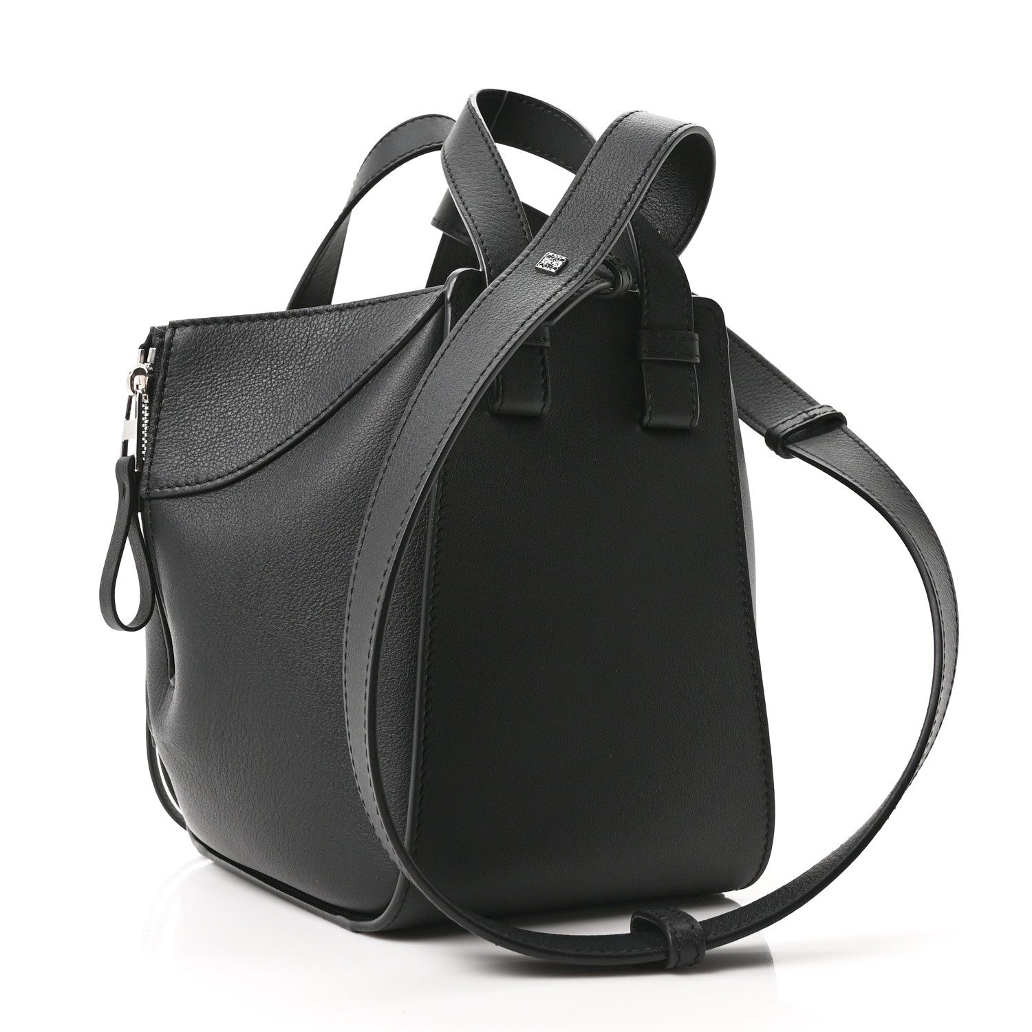 Soft Grained Calfskin Compact Hammock Shoulder Bag Black