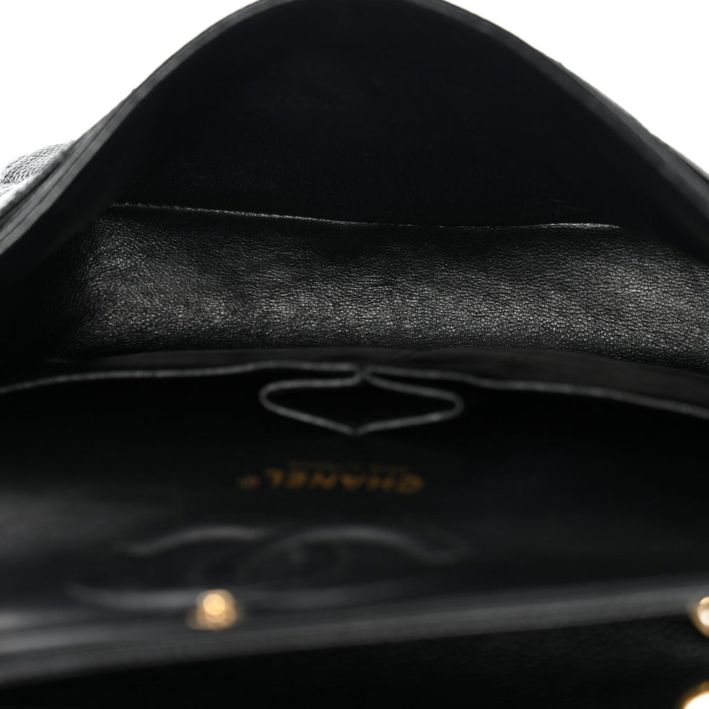 Caviar Quilted Medium Double Flap Black