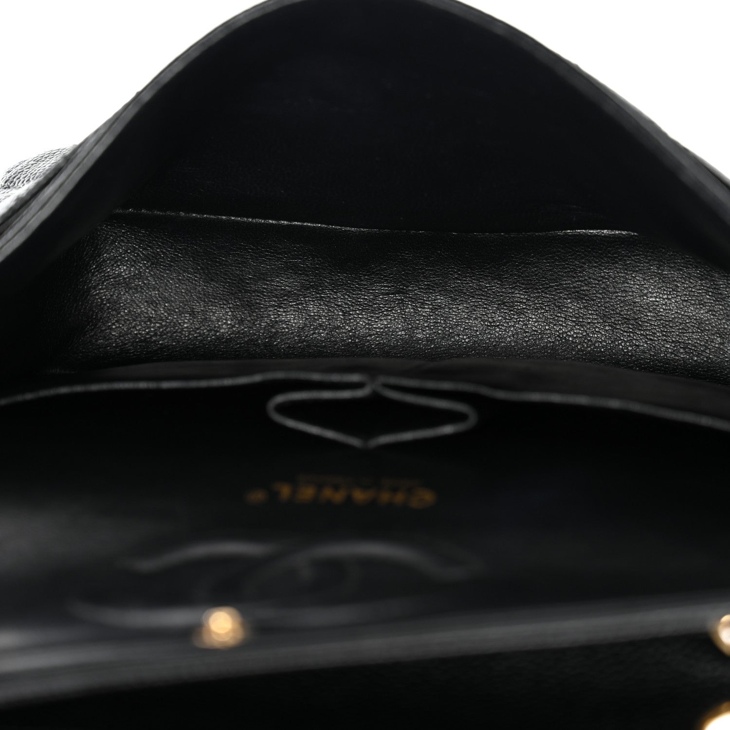 Caviar Quilted Medium Double Flap Black