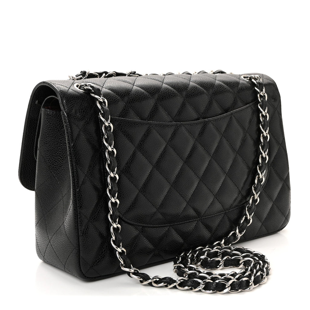 Caviar Quilted Jumbo Double Flap Black