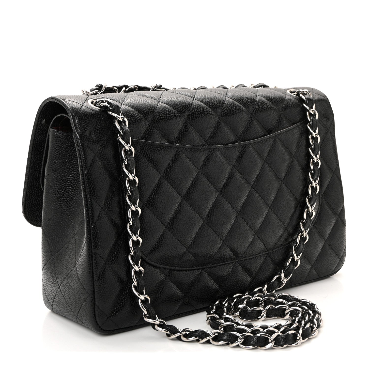 Caviar Quilted Jumbo Double Flap Black