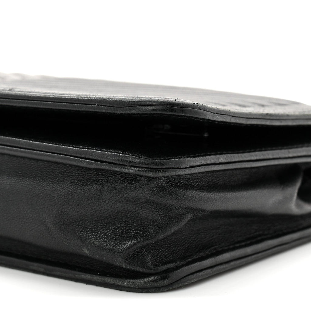 Lambskin Chevron Boy Wallet On Chain WOC Black