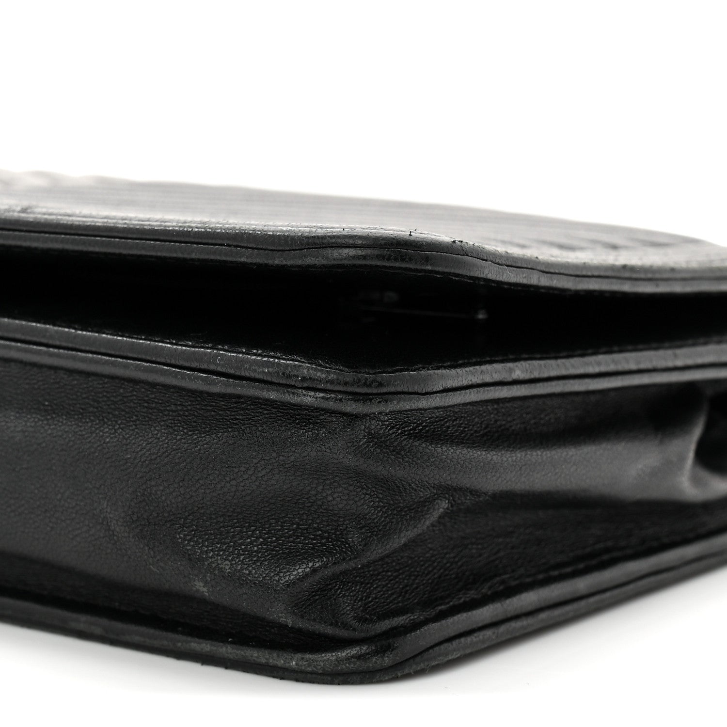 Lambskin Chevron Boy Wallet On Chain WOC Black