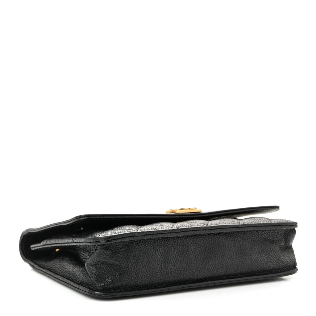 Caviar Quilted Boy Wallet On Chain WOC Black