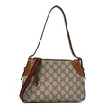 GG Supreme Monogram Textured Calfskin Small Emblem Shoulder Bag Beige Dark Brown