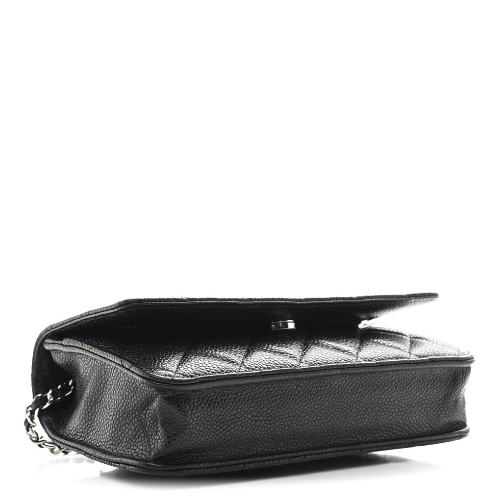 Caviar Quilted Wallet on Chain WOC Black