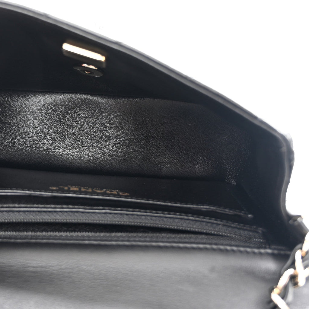 Lambskin Quilted Mini Rectangular Flap Black